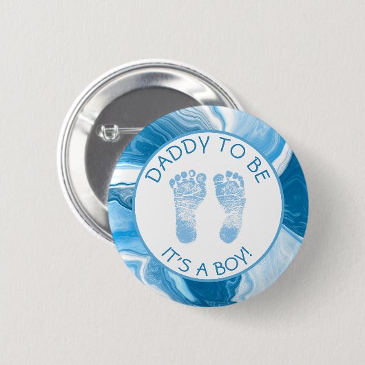 Papa voor Blauwe Baby shower Button (Voorkant /achterkant)