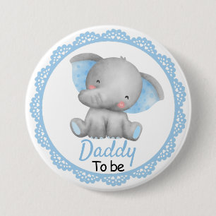Papa voor de nieuwe vader Baby Boy Shower Elephant Ronde Button 7,6 Cm