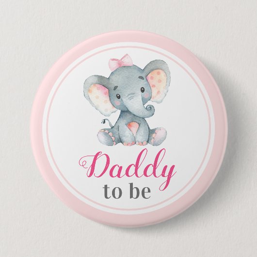 Papa voor de nieuwe vader Baby shower Elephant Ronde Button 7,6 Cm (Voorkant)