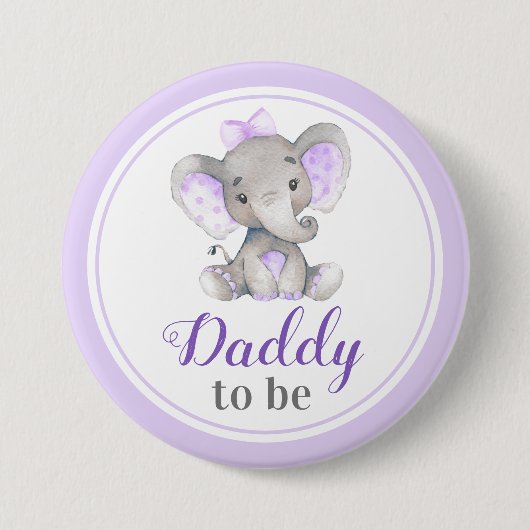 Papa voor de nieuwe vader Baby shower Elephant Ronde Button 7,6 Cm (Voorkant)