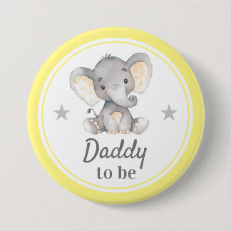 Papa voor het nieuwe Baby shower van pap Gele Elep Ronde Button 7,6 Cm