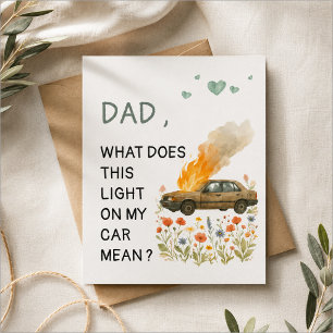 “Papa, Wat Betekent Dit Licht Op Mijn Auto?” Briefkaart
