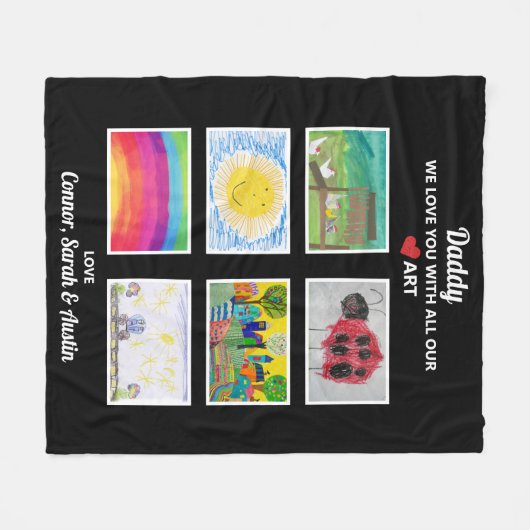 Papa We houden van dat je Kinder kunsttekeningen u Fleece Deken (Voorkant (Horizontaal))
