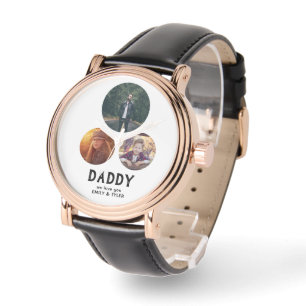 Papa we houden van je 3 Foto Vader Dag Horloge