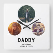 Papa we houden van je 3 Foto Vader Dag Vierkante Klok (Voorkant)
