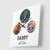 Papa we houden van je 3 Foto Vader Dag Vierkante Klok (Hoek)