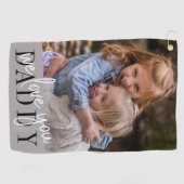 Papa We houden van je eigen foto Golfhanddoek (Horizontaal)