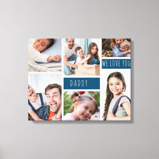 Papa We houden van je foto Collage Canvas Afdruk (Voorkant)
