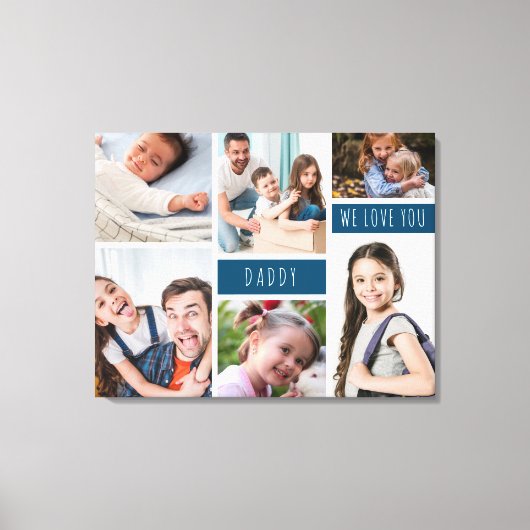 Papa We houden van je foto Collage Canvas Afdruk (Voorkant)