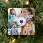Papa We houden van je foto Collage Keramisch Ornament<br><div class="desc">Aangepast papa We houden van je Foto Collage Ceramic Ornament.</div>