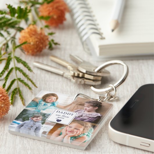 Papa We houden van je foto Collage Sleutelhanger (Voorkant Rechts)