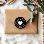 Papa We houden van je hart zwart wit Ronde Sticker