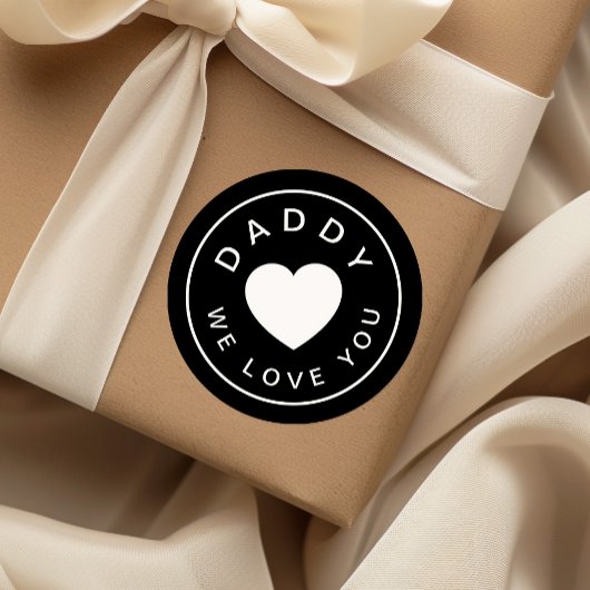 Papa We houden van je hart zwart wit Ronde Sticker