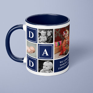 Papa we houden van je Navy Blue aangepaste fotocol Mok