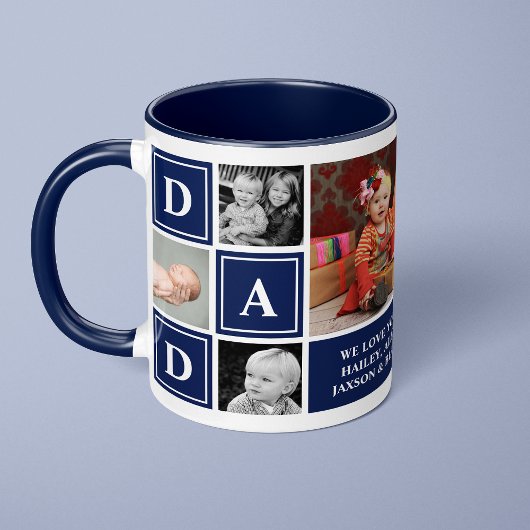 Papa we houden van je Navy Blue aangepaste fotocol Mok