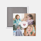 Papa We houden van je stomme roze hartfoto collage Magneet (Voorkant / Achterkant)