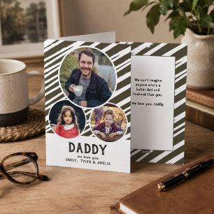 Papa we houden van je Strepen 3 foto`s Vaderdag Feestdagen Kaart