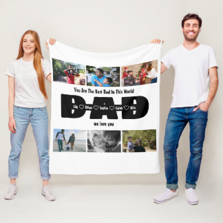 Papa, we houden van je – Vaderdag 6 foto collage Fleece Deken