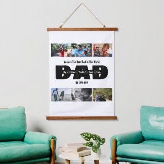 Papa, we houden van je – Vaderdag 6 foto collage Hangend Wandkleed