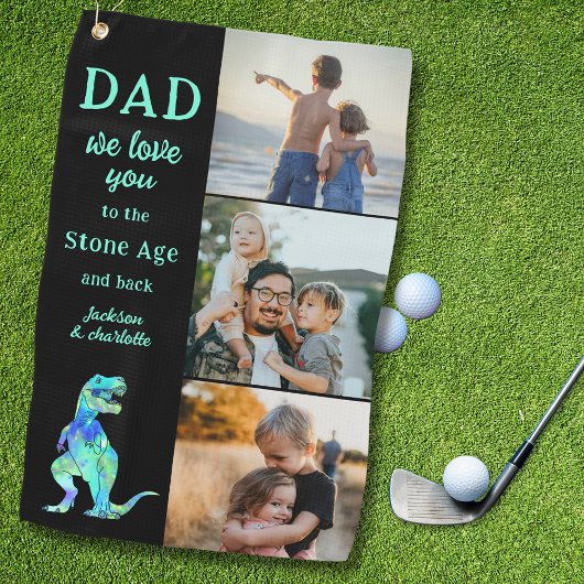 Papa we houden van jou 3 fotocollage grappig golfhanddoek