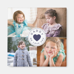Papa we houden van jou Blue Heart Kids foto's Magneet