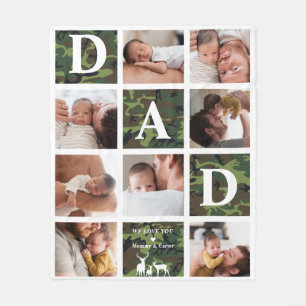Papa We houden van jou Moderne 8 foto's groene c Fleece Deken