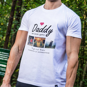 Papa we houden van jou Script 3 Foto Collage Vader T-shirt