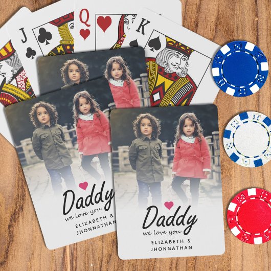 Papa we houden van jou Script Eenvoudige Vader Fot Pokerkaarten
