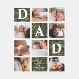 Papa We Love You | Modern 8 Foto Groen Camo Fleece Deken