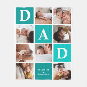 Papa We Love You Modern 8 Foto Kleurenblok Fleece Deken