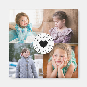 Papa We Love You Schattig Hart Kids Fotocollage Magneet