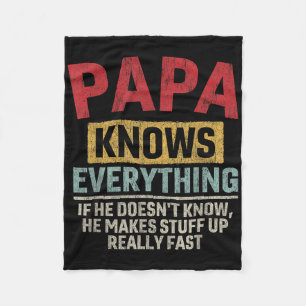Papa weet alles grappig Vader & #; s Day Papa Fleece Deken