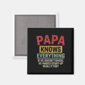 Papa weet alles grappig Vader & #; s Day Papa Magneet (Voorkant / Achterkant)