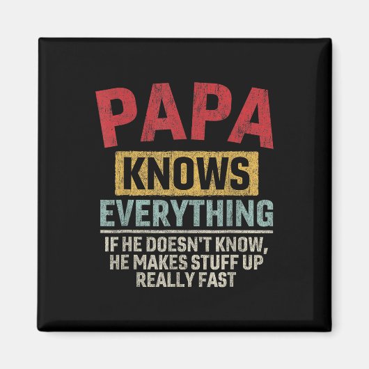 Papa weet alles grappig Vader & #; s Day Papa Magneet (Voorkant)