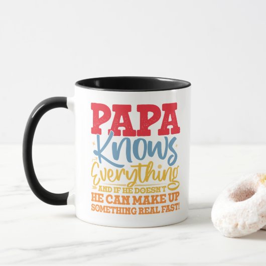 PAPA Weet Alles Vaderdag Cool Papa Funny Mok (Met donut)
