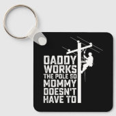 Papa werkt op de paal zodat mama dat niet hoeft sleutelhanger (Voorkant)