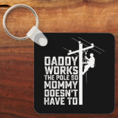 Papa werkt op de paal zodat mama dat niet hoeft sleutelhanger (Voorkant)