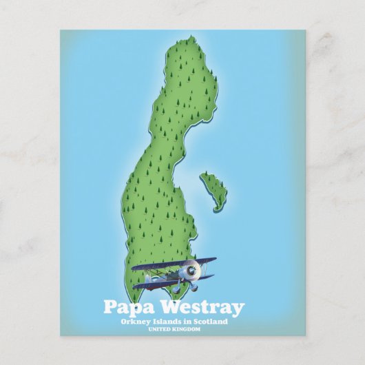 Papa Westray Schotland kaart. Flyer (Voorkant)