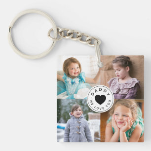 Papa wij houden van jou Kids 4 foto collage Sleutelhanger