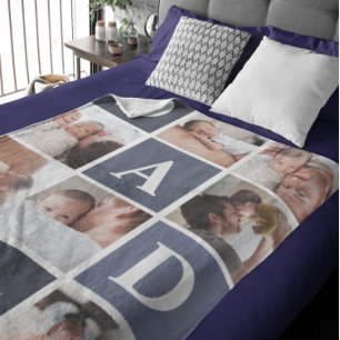 Papa wij houden van jou Moderne 8 foto's kleurbl Fleece Deken
