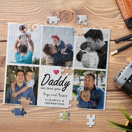 Papa wij houden van jou Script Foto Collage Vaderd Legpuzzel