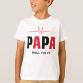 Papa Will Fix It Design- Father's Day Heart Rhythm T-shirt (Voorkant)