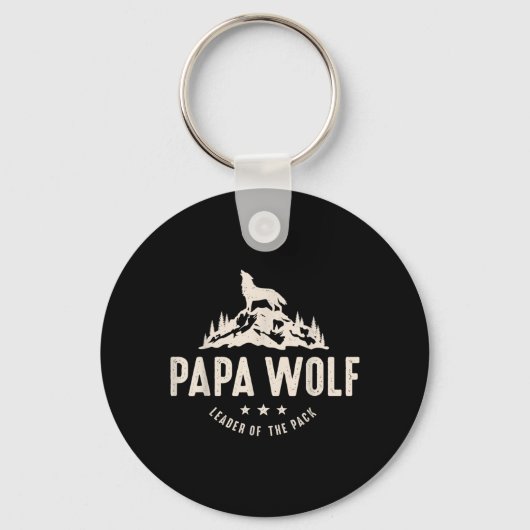 Papa Wolf Vaderdag Papa Vaderschap Schattig Dier F Sleutelhanger (Voorkant)