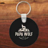 Papa Wolf Vaderdag Papa Vaderschap Schattig Dier F Sleutelhanger (Voorkant)