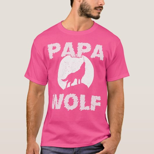 Papa Wolf Wolven Grappig Vader Vader Vader Vaderda T-shirt (Voorkant)
