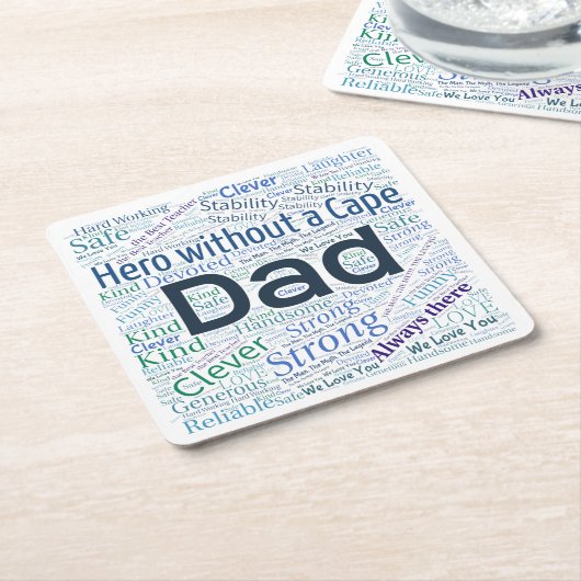 Papa Word Cloud Design Paper-Onderzetters Kartonnen Onderzetters (Schuin)