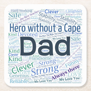 Papa Word Cloud Design Paper-Onderzetters Kartonnen Onderzetters