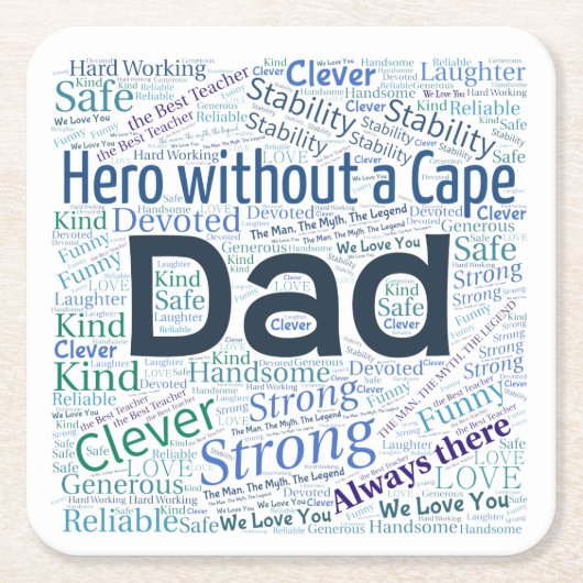 Papa Word Cloud Design Paper-Onderzetters Kartonnen Onderzetters (Voorkant)