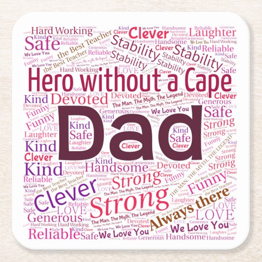 Papa Word Cloud Design Paper-Onderzetters Kartonnen Onderzetters (Voorkant)