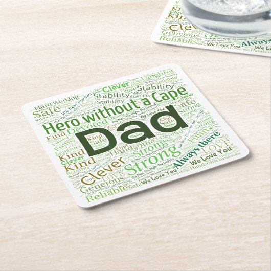 Papa Word Cloud DesignPaper-Onderzetters Kartonnen Onderzetters (Schuin)